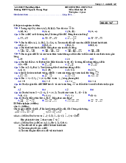 Đề kiểm tra chương 1 Hình học 10 trường THPT Nguyễn Trung Trực – Bình Định