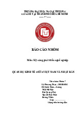 Quan hệ kinh tế giữa Việt Nam và Nhật Bản | Bài tiểu luận học phần Kỹ năng phát triển nghề nghiệp | Đại học Ngoại Thương