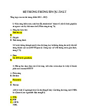 Tổng hợp các câu hỏi trong đề thi 2018 - 2019 | Môn Hệ thống thông tin quản lý - Đại học Kinh Tế Quốc Dân