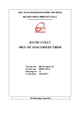 Bài thi cuối kỳ môn Kỹ năng thuyết trình | Học viện Công Nghệ Bưu Chính Viễn Thông
