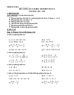 Đề cương ôn tập học kì 2 môn Toán lớp 8 năm 2022 - 2023