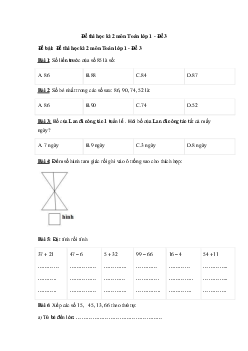 Đề thi học kì 2 môn Toán lớp 1 sách Cùng học để phát triển năng lực - Đề 3