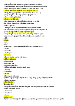đáp án ĐỀ CƯƠNGGP&SLHĐTKCC CHỌN LỌC | Giải phẫu và sinh lý hoạt động thần kinh cấp cao | Đại học Khoa học Xã hội và Nhân văn, Đại học Quốc gia Thành phố HCM