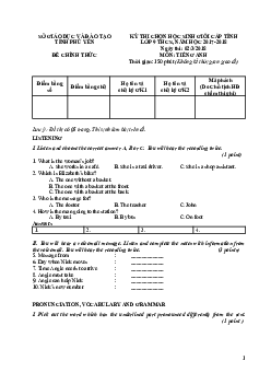 Đề thi chọn học sinh giỏi Tiếng Anh 9 tỉnh Phú Yên năm học 2017-2018 (có đáp án)