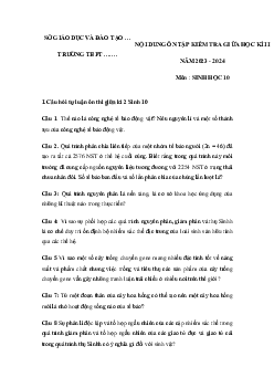 Đề cương ôn thi giữa học kì 2 môn Sinh học 10 năm 2023 - 2024 (Sách mới) | Cánh Diều