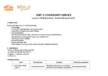 Giáo án Unit 3: Community service Tiếng Anh 7 | Global Success