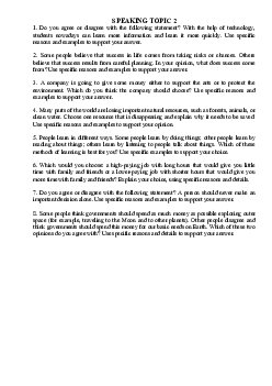 Nec speaking topics - with suggested answers