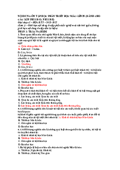 Đề thi ôn tập học phần Triết học Mac-Lênin