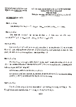 Đề thi học sinh giỏi Toán 12 năm 2019 sở GD&ĐT TP Hồ Chí Minh