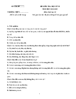 Đề thi học kì 2 môn Sinh học 10 năm 2022 - 2023 sách Chân trời sáng tạo đề 2