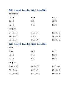 Giải SGK Toán lớp 3 trang 48, 49 Bảng chia 8  | Cánh Diều