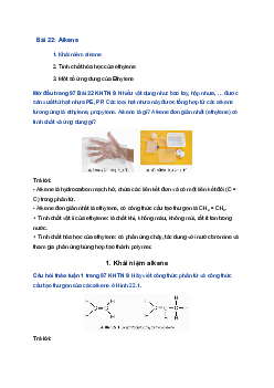 Giải Khoa học tự nhiên 9 Chân trời sáng tạo Bài 22: Alkene