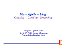 Đập – Nghiền – Sàng | Bài giảng môn quá trình thiết bị | Đại học Bách khoa hà nội