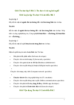 Giải Tin học 8 Bài 2: Tin học và các ngành nghề | Cánh diều