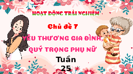 Giáo án điện tử Hoạt động trải nghiệm 3 Tuần 25 Chân trời sáng tạo: Yêu thương gia đình, quý trọng phụ nữ
