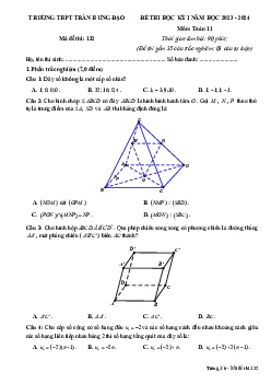 Đề học kỳ 1 Toán 11 năm 2023 – 2024 trường THPT Trần Hưng Đạo – Ninh Bình