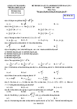 Đề HSG lần 3 Toán 12 năm 2022 – 2023 trường THPT Lê Lợi – Thanh Hóa