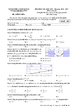 Đề thi HK1 Toán 12 năm học 2016 – 2017 sở GD và ĐT Đà Nẵng