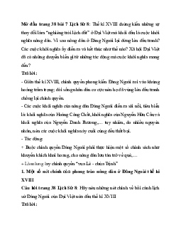 Giải SGK Lịch sử 8 bài 7: Khởi nghĩa nông dân ở Đàng Ngoài thế kỉ XVIII | Chân trời sáng tạo