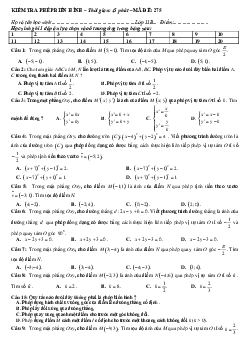 Đề kiểm tra 1 tiết Hình học 11 chương 1 (Phép biến hình) trường THPT Cây Dương – Kiên Giang