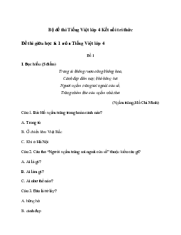 Đề thi giữa học kì 1 môn Tiếng Việt 4 năm 2023 - 2024 sách Kết nối tri thức với cuộc sống