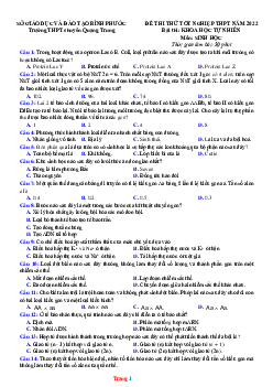Đề Thi Thử THPT QG Môn Sinh 2022 Chuyên Quang Trung (Có Lời Giải)