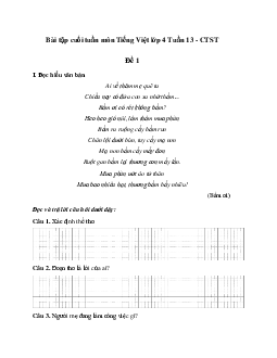 Giải Bài tập cuối tuần lớp 4 môn Tiếng Việt Chân trời sáng tạo - Tuần 13