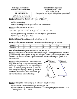 Đề kiểm tra học kỳ 2 Toán 7 năm 2019 – 2020 trường THCS Tân Bình – TP HCM