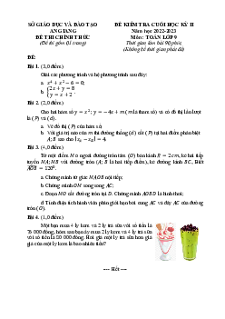 Đề kiểm tra cuối học kỳ 2 Toán 9 năm 2022 – 2023 sở GD&ĐT An Giang