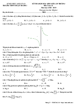 Đề thi HSG Toán 12 cấp trường năm 2018 – 2019 trường Thuận Thành 2 – Bắc Ninh