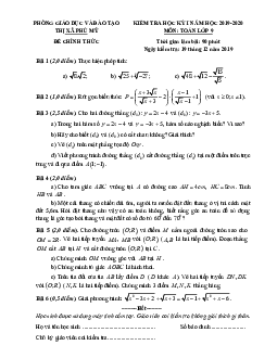 Đề thi học kì 1 Toán 9 năm 2019 – 2020 phòng GD&ĐT Phú Mỹ – BR VT
