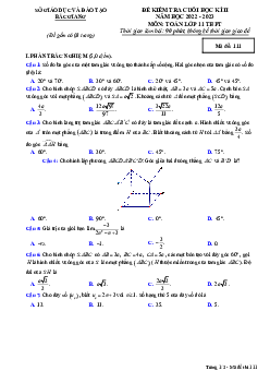 Đề cuối học kì 2 Toán 11 năm 2022 – 2023 sở GD&ĐT Bắc Giang