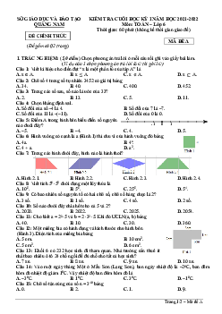 Đề kiểm tra cuối kỳ 1 Toán 6 năm 2021 – 2022 sở GD&ĐT Quảng Nam