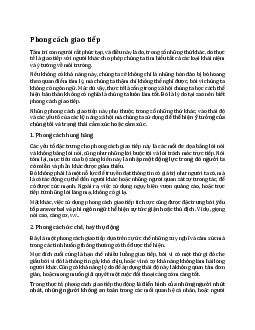 Đặc điểm cơ bản của phong cách giao tiếp?