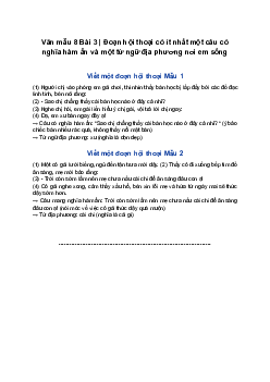 Văn mẫu 8 | Đoạn hội thoại có ít nhất một câu có nghĩa hàm ẩn và một từ ngữ địa phương nơi em sống