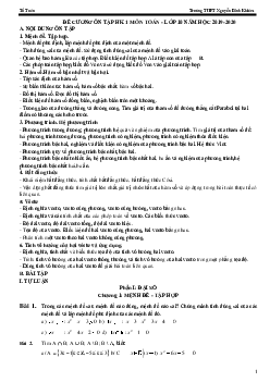 Đề cương HK1 Toán 10 năm 2019 – 2020 trường Nguyễn Bỉnh Khiêm – Gia Lai