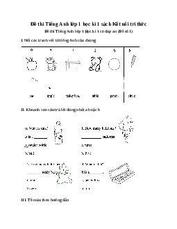 Bộ đề thi Tiếng Anh lớp 1 học kì 1 | Kết nối tri thức