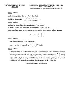 Đề học sinh giỏi Toán 11 năm 2023 – 2024 trường THPT Nguyễn Huệ – Phú Yên