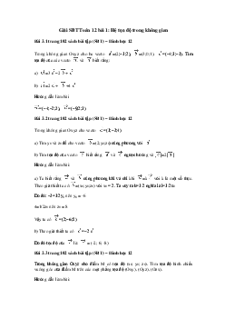 Giải SBT Toán 12 bài 1: Hệ tọa độ trong không gian