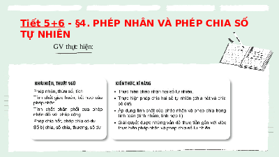Giáo án điện tử Toán 6 Bài 5 Kết nối tri thức: Phép nhân và phép chia số tự nhiên