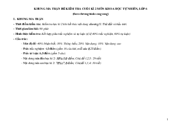 Đề thi học kì 2 môn Khoa học tự nhiên 6 năm 2022 - 2023 sách Cánh diều | Đề 1