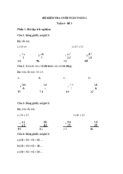 Đề kiểm tra cuối tuần Toán lớp 2: Tuần 4 - Đề 1 | Kết nối tri thức