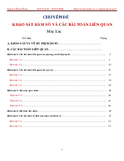 Khảo sát hàm số và các bài toán liên quan – Nguyễn Thanh Tùng Toán 12