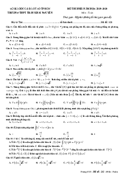 Đề thi học kì 2 Toán 12 năm 2019 – 2020 trường THPT Trần Khai Nguyên – TP HCM