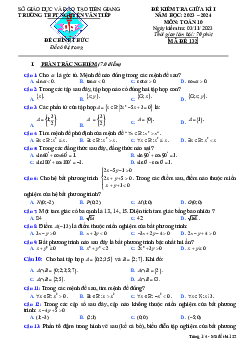Đề giữa kì 1 Toán 10 năm 2023 – 2024 trường THPT Nguyễn Văn Tiếp – Tiền Giang