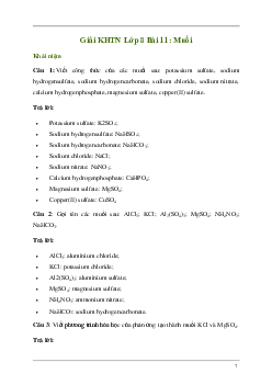 Giải KHTN 8 Bài 11: Muối | Kết nối tri thức