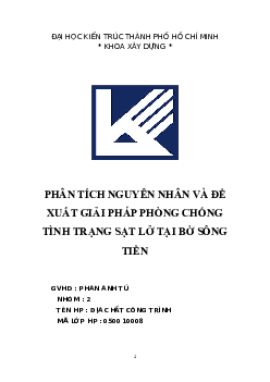 Tiểu luận "Phân tích nguyên nhân và đề xuất giải pháp phòng chống tình trạng sạt lở tại bờ sông Tiền"