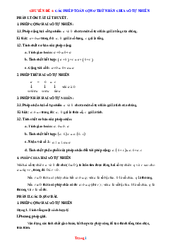 Toán 6 Chuyên đề: Các phép toán cộng, trừ, nhân, chia số tự nhiên
