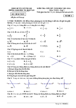 Đề học kỳ 1 Toán 7 năm 2023 – 2024 phòng GD&ĐT Núi Thành – Quảng Nam