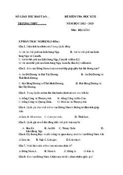 Đề thi học kì 2 môn Địa lý lớp 11 năm 2022 - 2023 | đề 2